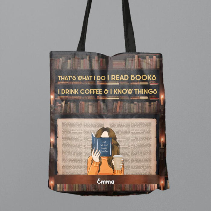 Custom Personalized Reading Girl Canvas Bag - Gift Idea For Reading/ Cat/ Dog Lover With Up to 5 Pets - Just A Girl Who Loves Books And Dogs