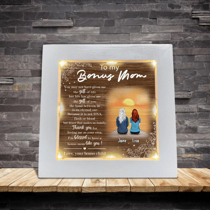 Custom Personalized Bonus Mom Frame With Led - Upto 5 People - Gift Idea For Family - To My Bonus Mom