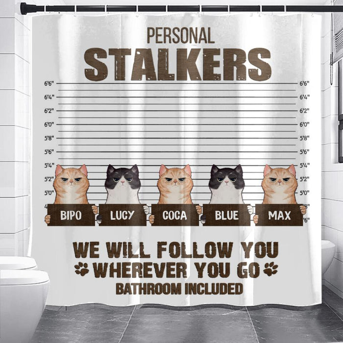 Custom Personalized Cat Shower Curtain - Gift For Cat Lovers With Up To 5 Cats - We Will Follow You