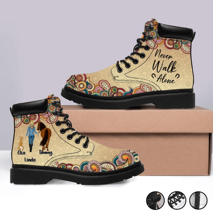 Custom Personalized Horse And Dog Season Short Boots - Upto 2 Dogs - Gift Idea For Horse/Dog Lovers - Never Walk Alone