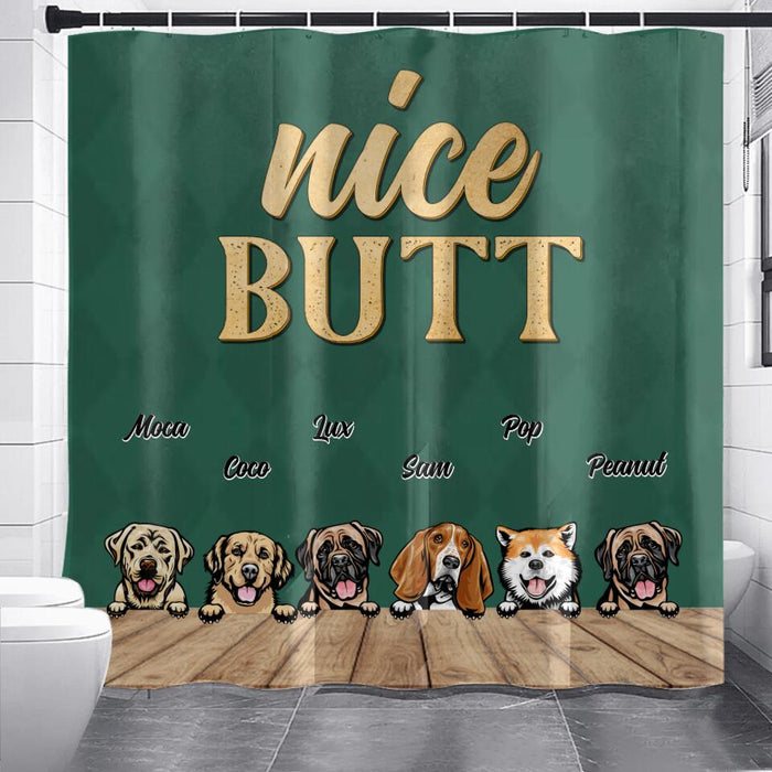 Custom Personalized Nice Butt Pet Shower Curtains - Upto 6 Pets - Gift Idea For Dog/ Cat Lover