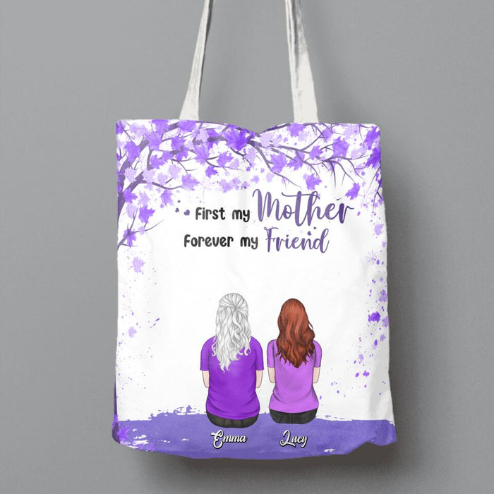 Custom Personalized Beautiful Mom Canvas Bag - Upto 5 People - Gift Idea For Mother's Day - First My Mother Forever My Friend