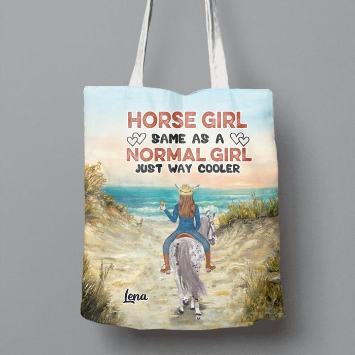 Custom Personalized Horse Girl Canvas Bag - Upto 3 People - Gift Idea For Horse Lover - Horse Girl Same As A Normal Girl Just Way Cooler