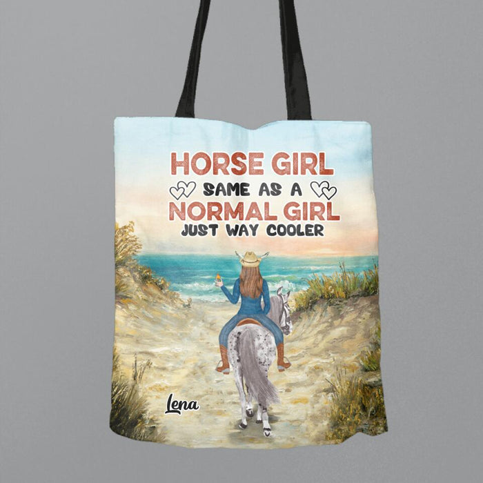 Custom Personalized Horse Girl Canvas Bag - Upto 3 People - Gift Idea For Horse Lover - Horse Girl Same As A Normal Girl Just Way Cooler