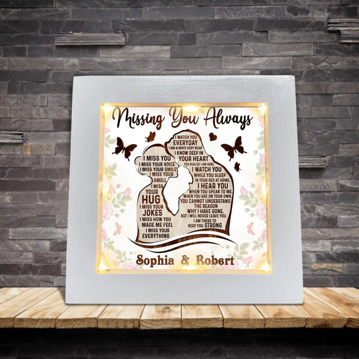 Custom Personalized Couple Frame With Led - Gift Idea For Couple/Lovers - Missing You Always, I Watch You Everyday