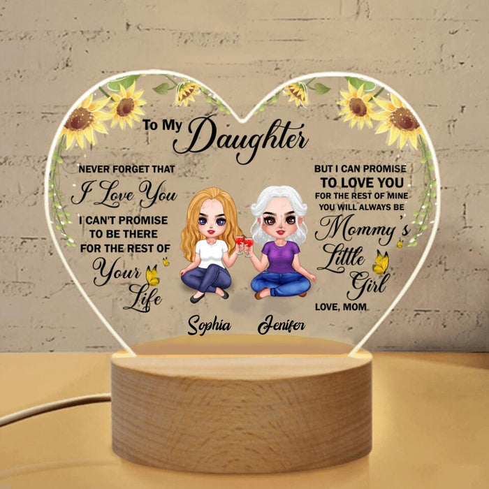 Custom Personalized To My Daughter Heart Acrylic Photo Panel with Light Base - Gift Idea For Daughter - You Will Always Be Mommy's Little Girl