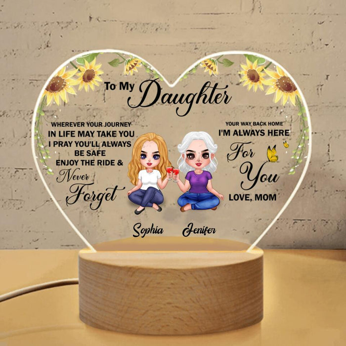 Custom Personalized To Daughter Heart Acrylic Photo Panel with Light Base - Gift Idea For Daughter - I'm Always Here For You