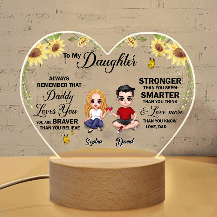 Custom Personalized To My Daughter From Dad Heart Acrylic Photo Panel with Light Base - Gift Idea From Dad To Daughter - Daddy Loves You