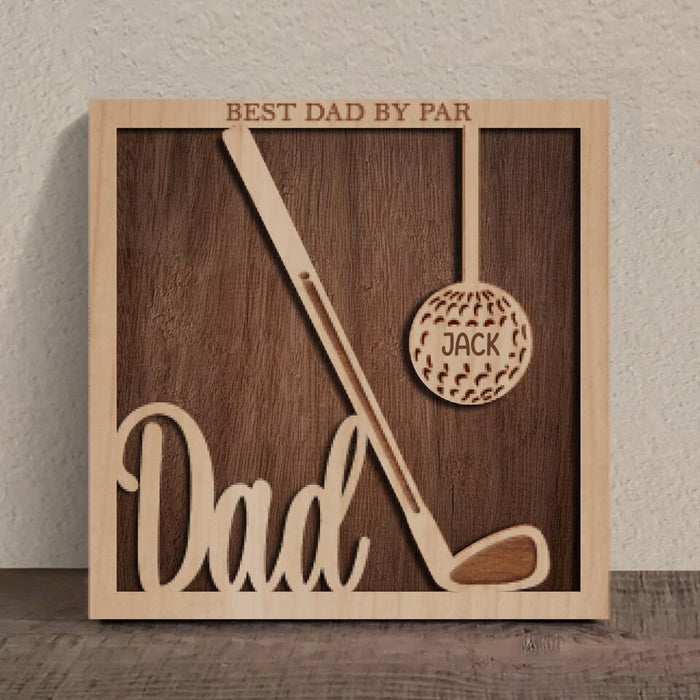 Custom Personalized Golf Square 3 Layered Wooden Art - Gift Idea For Father's Day 2023