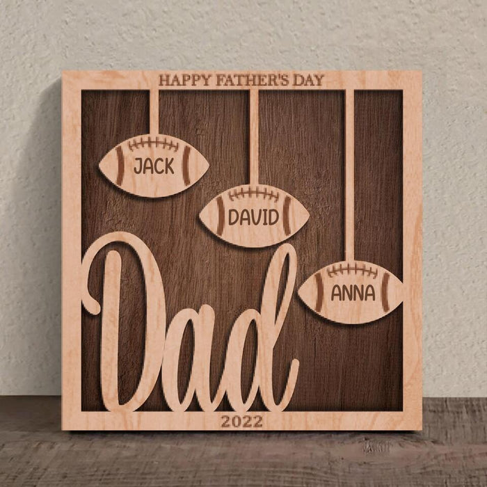 Custom Personalized Football 3 Layered Wooden Art - Gift Idea For Father's Day 2023