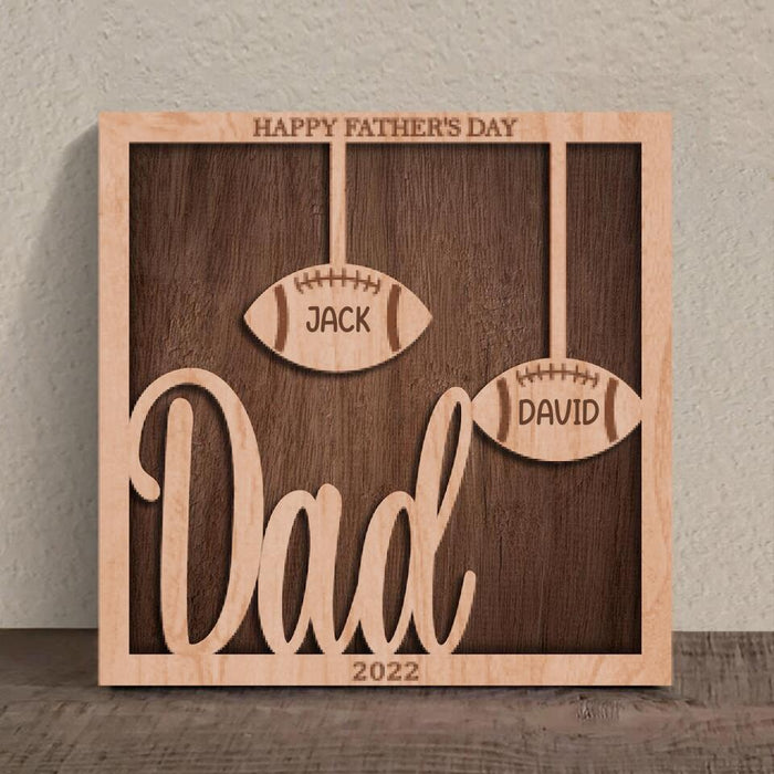 Custom Personalized Football 3 Layered Wooden Art - Gift Idea For Father's Day 2023