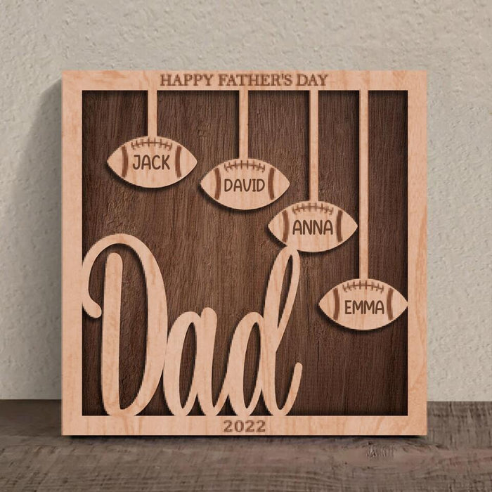 Custom Personalized Football 3 Layered Wooden Art - Gift Idea For Father's Day 2023