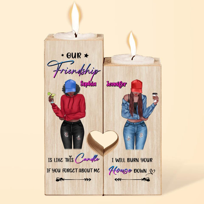 Custom Personalized Friendship Heart Candle Holder - Gift Idea For Best Friends - Our Friendship Is Like This Candle