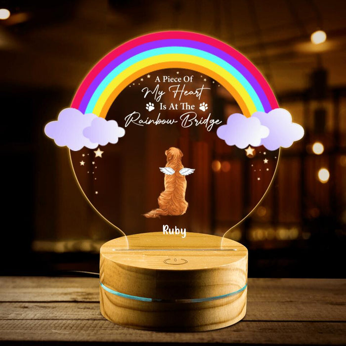 Custom Personalized Dogs At The Rainbow Bridge Led Lamp - Memorial Gift Dog Lover - I Wish The Rainbow Bridge Had Visiting Hours