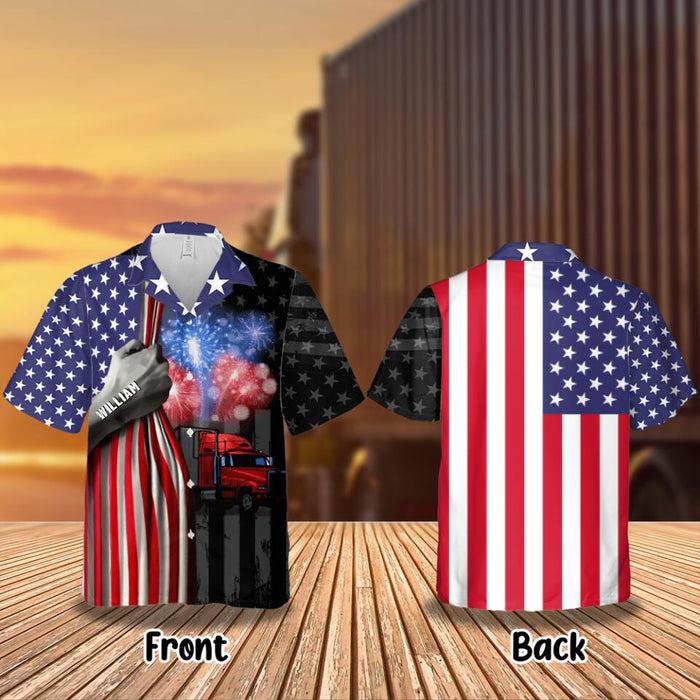 Custom Personalized Independence Day Hawaiian Shirt - Gift Idea For Trucker/ Independence Day