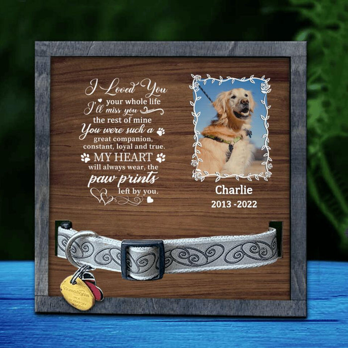 Custom Dog Photo Loss Frame - Memorial Gift Idea For Dog Owner - My Heart Will Always Wear The Pawprints Left By You