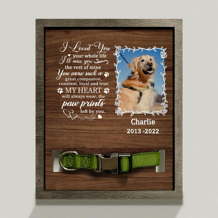 Custom Dog Photo Loss Frame - Memorial Gift Idea For Dog Owner - My Heart Will Always Wear The Pawprints Left By You