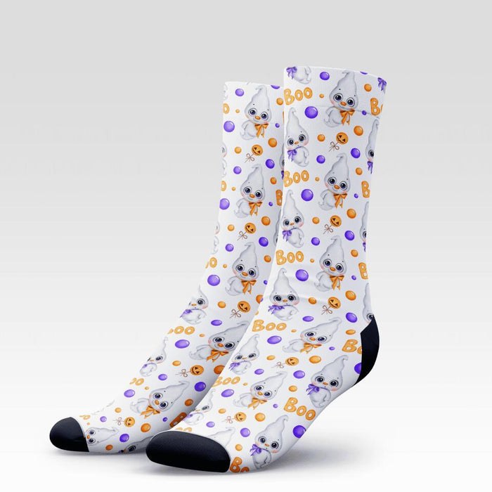 Cute Halloween Patterns 3D Heelless Socks - Gift Idea For Halloween, Gift For Friends and Family