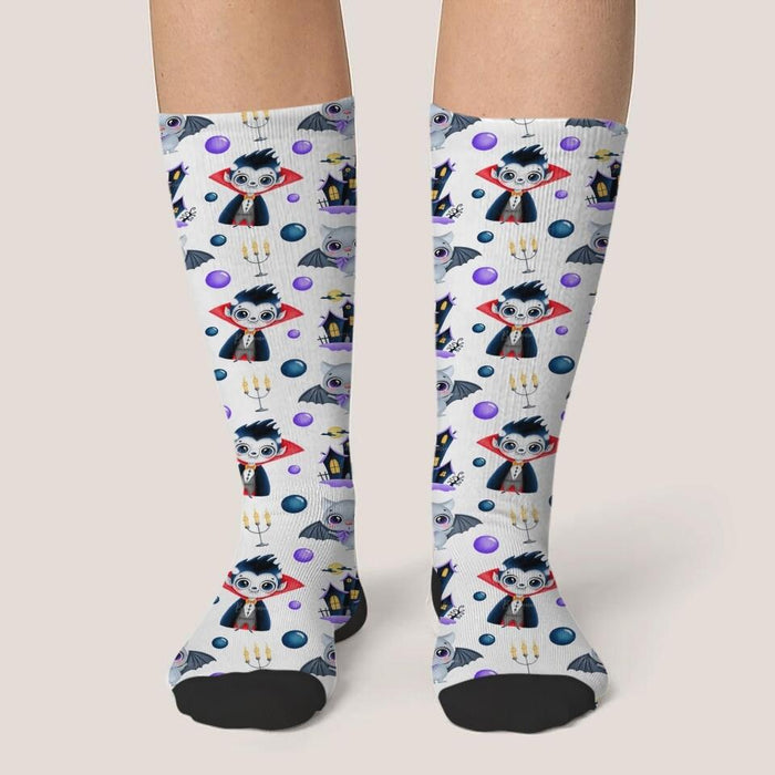 Cute Halloween Patterns 3D Heelless Socks - Gift Idea For Halloween, Gift For Friends and Family