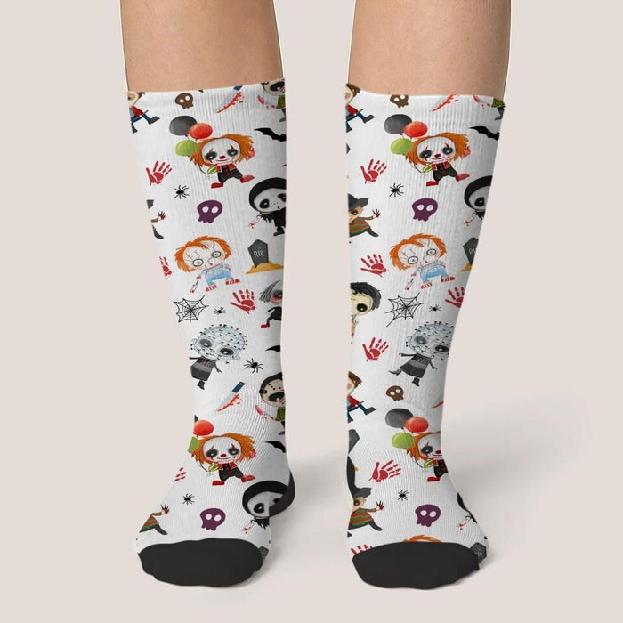 Cute Halloween Patterns 3D Heelless Socks - Gift Idea For Halloween, Gift For Friends and Family