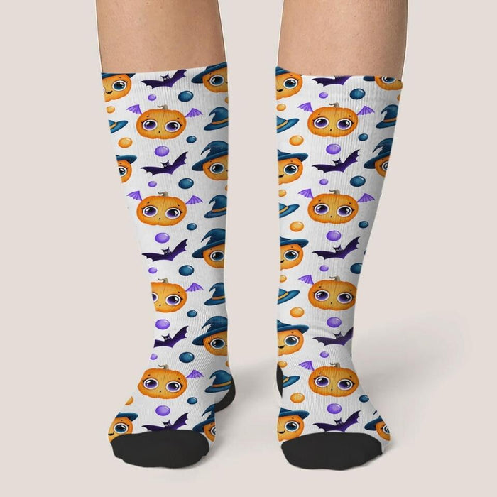 Cute Halloween Patterns 3D Heelless Socks - Gift Idea For Halloween, Gift For Friends and Family