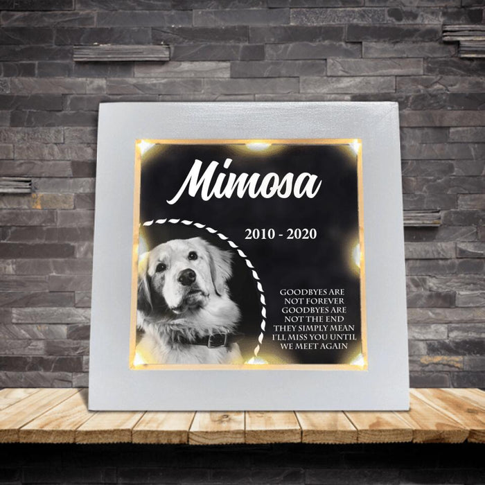 Custom Personalized Memorial Pet Photo Frame With Led - Memorial Gift Idea For Pet Lovers - Goodbyes Are Not Forever