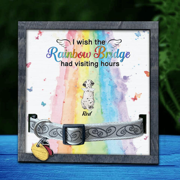 Custom Personalized Memorial Pet Loss Frame - Gift Idea For Dog/ Cat Owner with up to 5 Pets - I Wish The Rainbow Bridge Had Visiting Hours