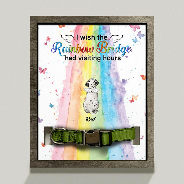 Custom Personalized Memorial Pet Loss Frame - Gift Idea For Dog/ Cat Owner with up to 5 Pets - I Wish The Rainbow Bridge Had Visiting Hours