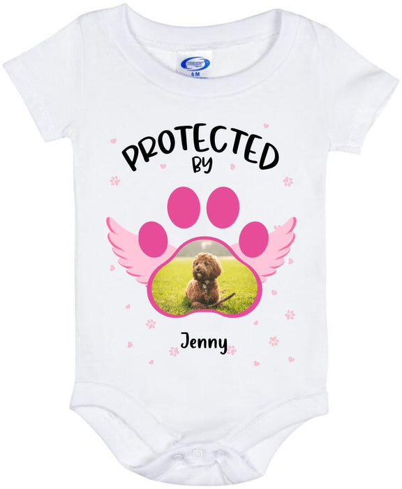 Custom Personalized Dog Photo Baby Onesie - Upto 4 Dogs - Best Gift Idea For Baby/Dog Owners - Protected By