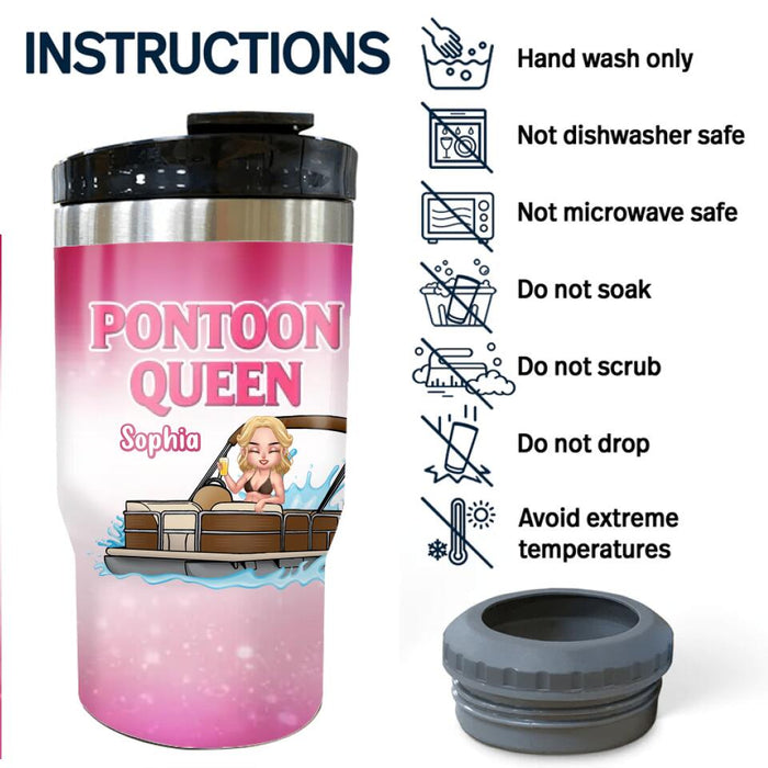 Custom Personalized Pontoon Queen 3 in 1 Can Cooler - Gift Idea For Pontoon Lovers - Pontoon Queen (Noun) Same As A Normal Queen Just Much Cooler