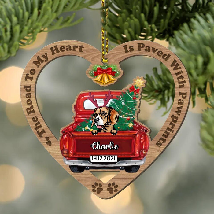 Custom Personalized Christmas Dog Ornament - Christmas Gift Idea For Dog Lover - The Road To My Heart Is Paved With Pawprints