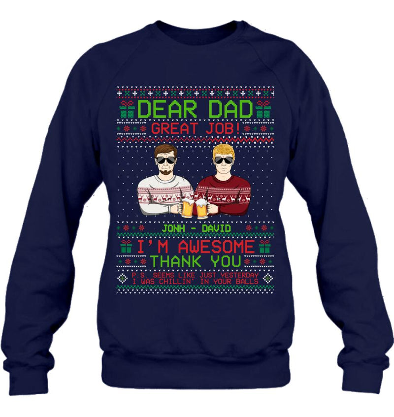 Personalized Great Job Dad Xmas Sweater - Up to 5 People - Christmas Gift Idea For Father - Dear Dad Great Job!