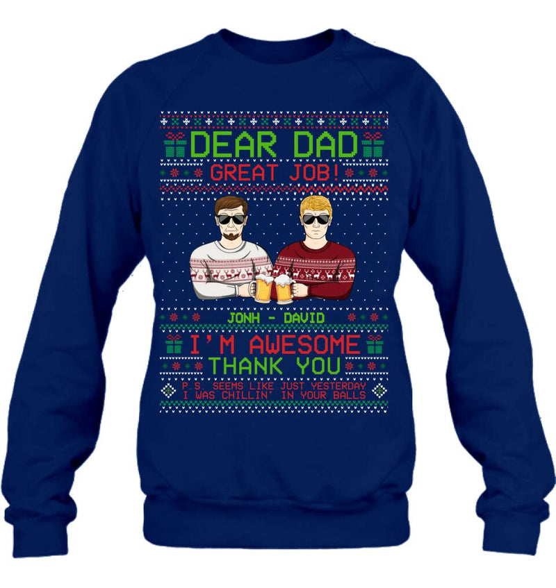 Personalized Great Job Dad Xmas Sweater - Up to 5 People - Christmas Gift Idea For Father - Dear Dad Great Job!