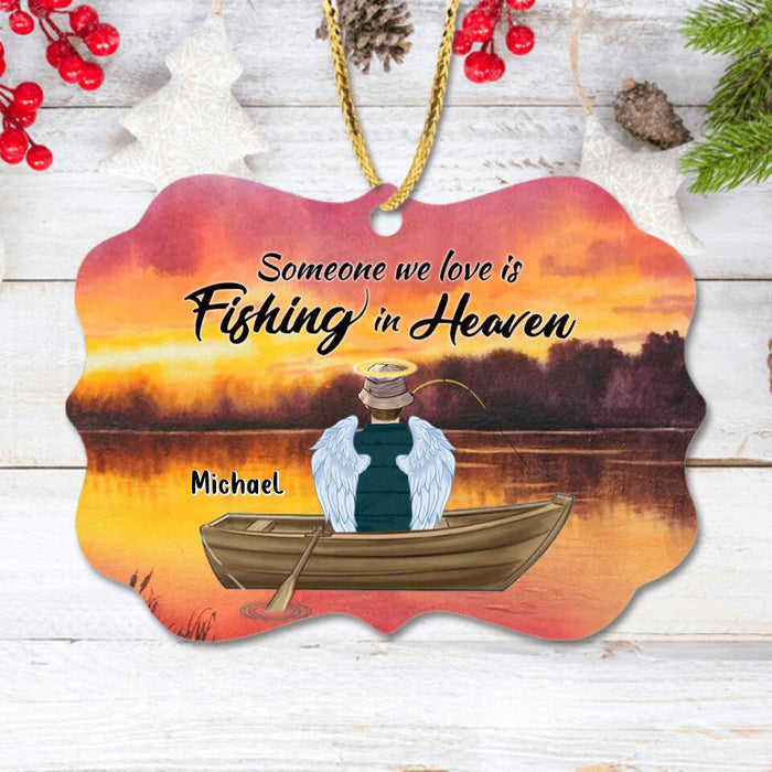 Custom Personalized Fishing In Heaven Rectangle Ornament - Memorial Gift Idea For Dad/Father's Day - Someone We Love Is Fishing In Heaven