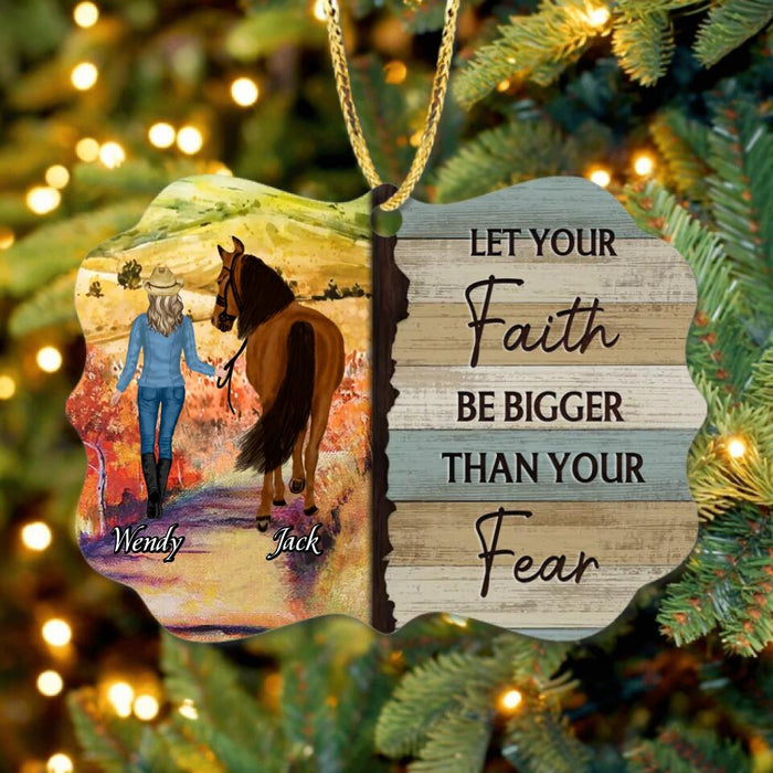 Custom Personalized Horse Rectangle Ornament - Gift Idea For Horse Owners - Let Your Faith Be Bigger Than Your Fear