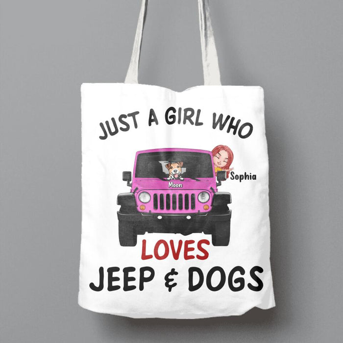 Custom Personalized Dog Mom & Off-road Canvas Bag - Up to 5 Dogs - Best Gift For Dog Lovers/Mother's Day - Just A Girl