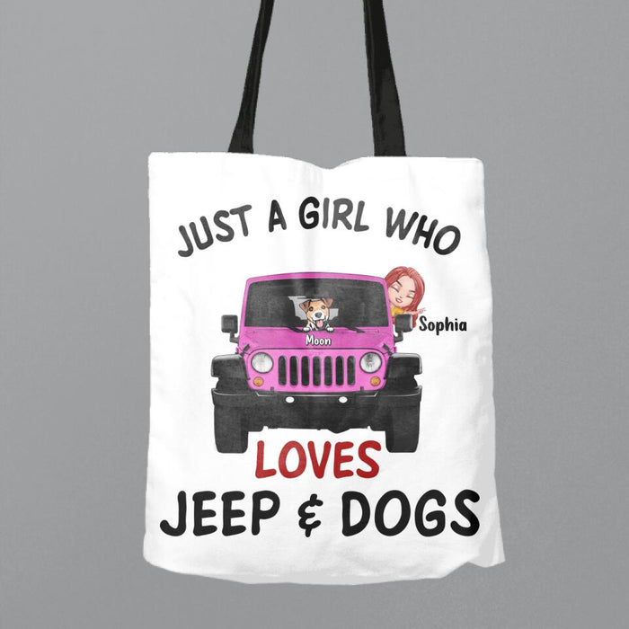 Custom Personalized Dog Mom & Off-road Canvas Bag - Up to 5 Dogs - Best Gift For Dog Lovers/Mother's Day - Just A Girl