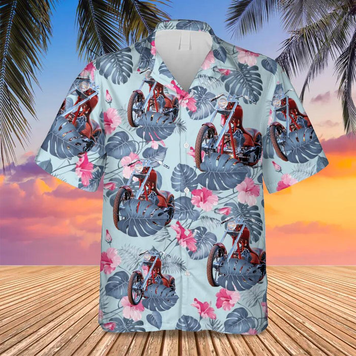 Personalized Custom Motorcycle/ Pontoon/ Camper Photo 3D Hawaiian Shirt - Gift Idea For Holiday/ Motorcycle/Pontoon/Camper Lover