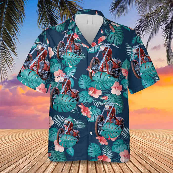 Personalized Custom Motorcycle/ Pontoon/ Camper Photo 3D Hawaiian Shirt - Gift Idea For Holiday/ Motorcycle/Pontoon/Camper Lover