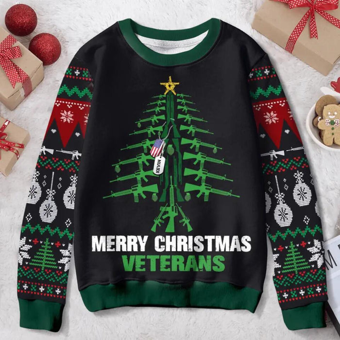 Custom Personalized Veteran Sweater - Christmas Gift Idea For Veterans/ Family Members - Merry Christmas Veterans