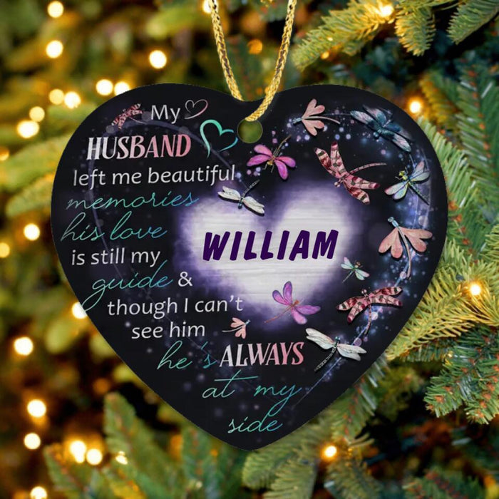 Custom Personalized Memorial Heart Ornament - Memorial Gift Idea For Husband - My Husband Left Me Beautiful Memories