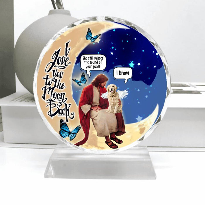 Custom Personalized Dog And Jesus Sitting On The Moon Crystal Pendulum - Memorial Gift Idea For Dog Lover - I Love You To The Moon And Back