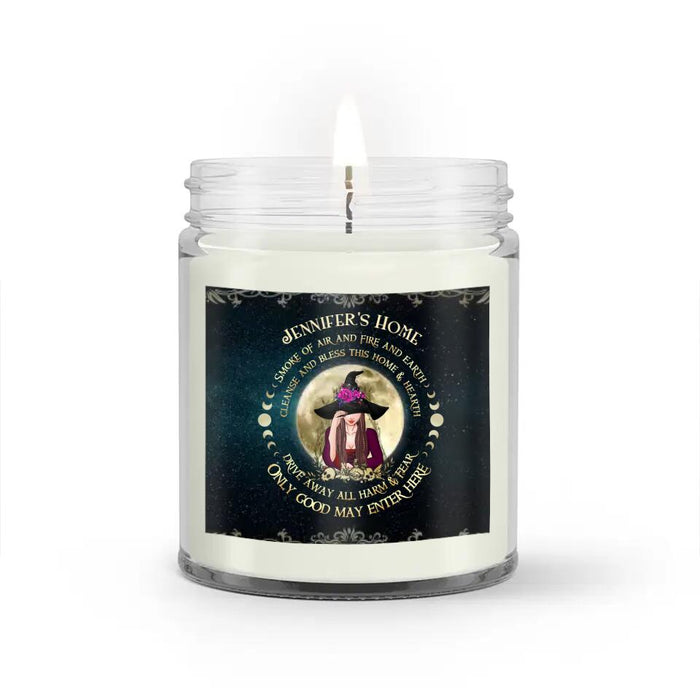 Custom Personalized Witch Candle - Halloween Gift Idea - Smoke Of Air and Fire And Earth Cleanse And Bless This Home and Hearth