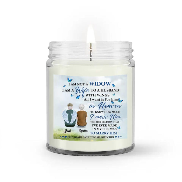 Custom Personalized Couple Candle - Memorial Gift Idea For Couple - I Am A Wife To A Husband With Wings