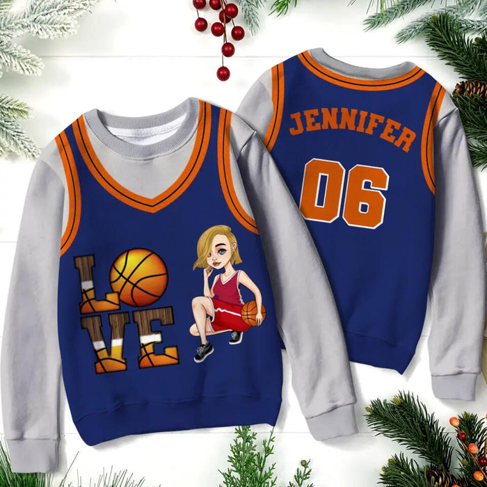 Custom Personalized Basketball Girl All-Over Print 
Sweater - Gift Idea For Basketball Lovers - Love