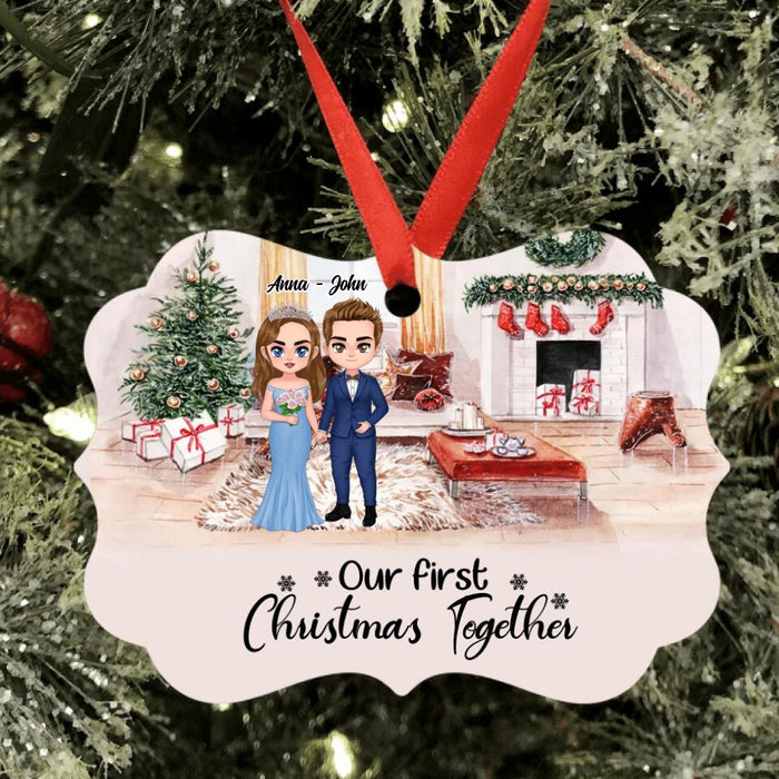 Custom Personalized Couple Xmas Aluminium Ornament - Christmas Gift Idea For Couple/ Anniversary Gift - Our First Christmas Together