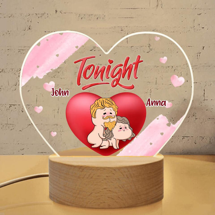 Personalized Heart Acrylic Photo Panel with Light Base - Valentine's Day Gift For Him/Her - Tonight or Not Tonight