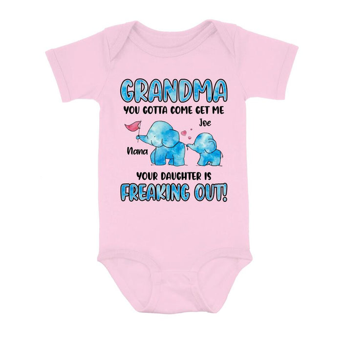 Custom Personalized Mother's Day Baby Onesie - Gift Idea For Mother's Day/Baby - Grandma You Gotta Come Get Me