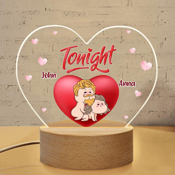 Custom Personalized Heart Acrylic Photo Panel with Light Base - Valentine's Day Gift For Him/Her - Tonight or Not Tonight