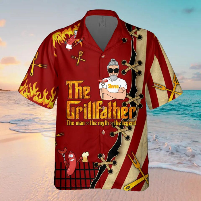 Custom Personalized The GrillFather Hawaiian Shirt - Gift Idea For Father's Day - The GrillFather The Man The Myth The Legend